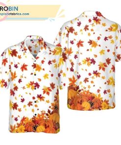 thanksgiving pumpkins and autumn leaves casual short sleeve hawaiian shirts 10 lnWgy