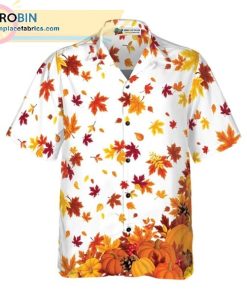 Thanksgiving Pumpkins And Autumn Leaves Casual Short Sleeve Hawaiian Shirts