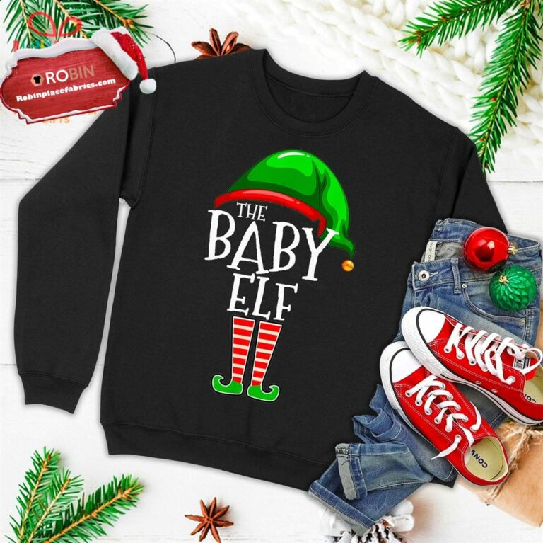 The Baby Elf Group Matching Family Christmas Gift Outfit Ugly Christmas Sweatshirt