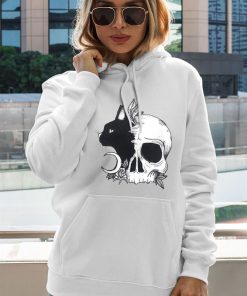 The Black Cat and the Skull Halloween Graphic Shirt