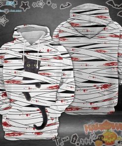 The Mummy Black Cat Halloween White 3D All-Over Print Unisex Hoodie