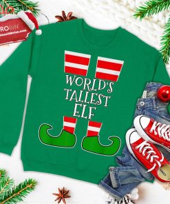 the worldE28099s tallest elf funny matching group christmas gift ugly christmas sweatshirt 3 C88oL