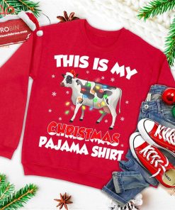 this is my christmas pajama shirt cow christmas sweater ugly christmas sweatshirt 3 Fbn9q