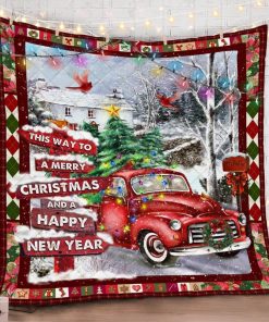 This Way To A Merry Christmas Quilt & Fleece Blanket