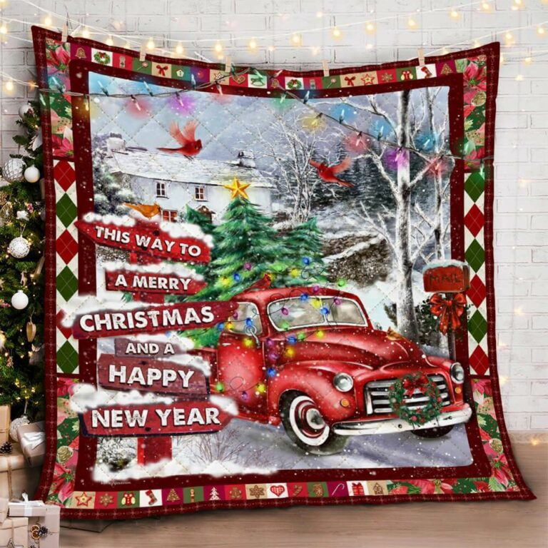 This Way To A Merry Christmas Quilt & Fleece Blanket