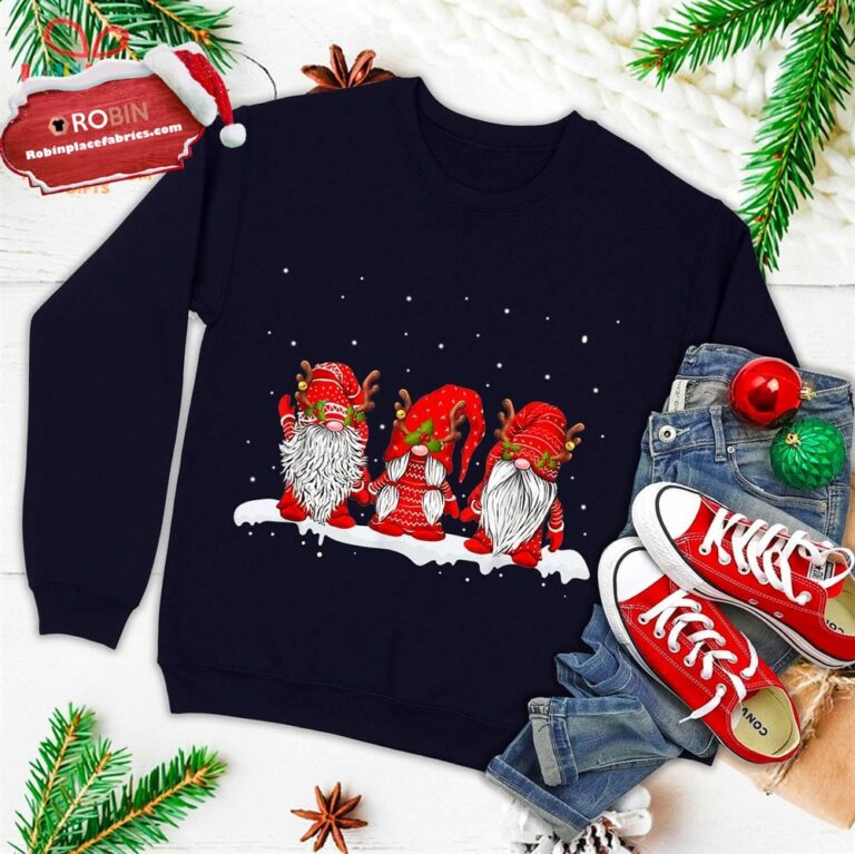 Three Nordic Gnomes Winter Christmas Swedish Elves Ugly Christmas Sweatshirt