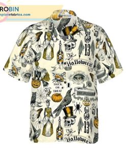 Trickery Halloween Pattern Casual Short Sleeve Hawaiian Shirts Trickery Halloween Pattern Casual Short Sleeve Hawaiian Shirts