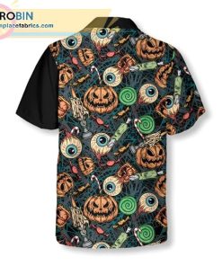 vintage halloween scary pumpkin casual short sleeve hawaiian shirts 190 if1vS