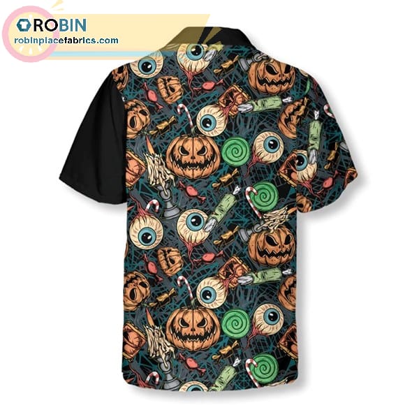 Vintage Halloween Scary Pumpkin Casual Short Sleeve Hawaiian Shirts ...