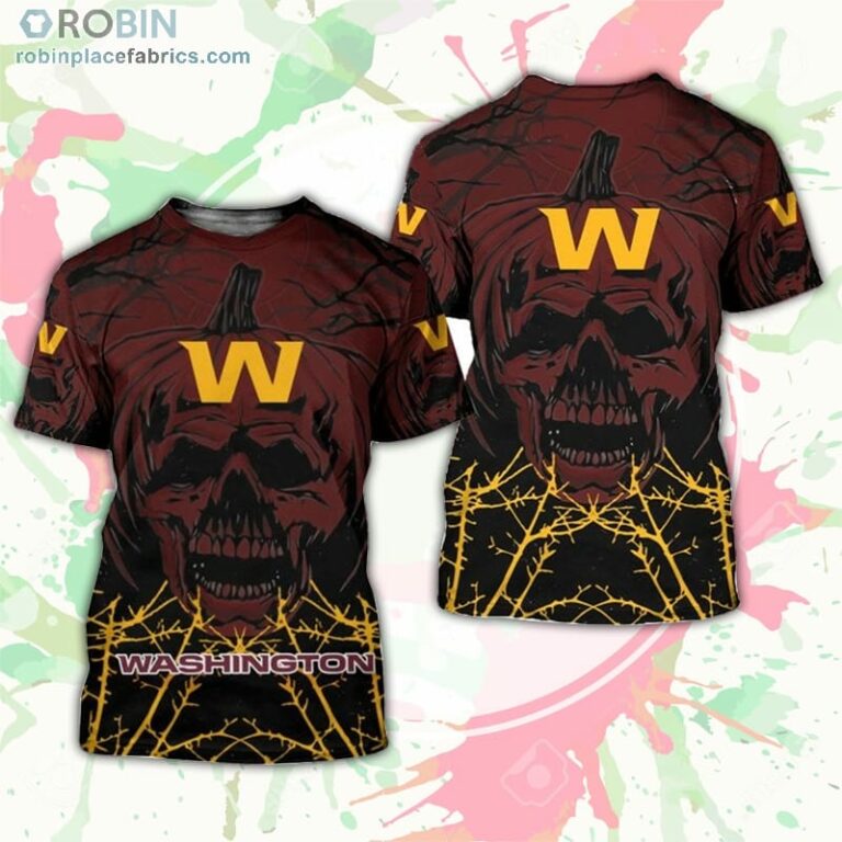 Washington Football Team T-Shirt Halloween Pumpkin Skull – AOP Tshirt