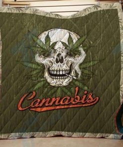 Weed Cannabis Leaves Skull Premium Quilt Blanket