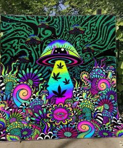 Weed Mushroom Psychedelic Color Premium Quilt Blanket