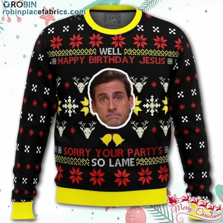 Well Happy Birthday Jesus The Office Ugly Christmas Sweater – AOP Sweater