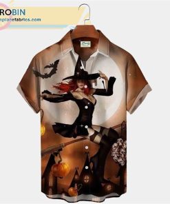witch Halloween Hawaiian Short Sleeve Casual Short Sleeve Hawaiian Shirts