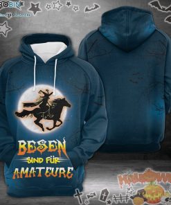 Witch Horse Besen Sind For Amature Halloween Blue 3D All-Over Print Unisex Hoodie