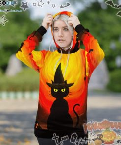 Wizard Black Cat Halloween Night Pumpkin Spooky Multi Color Halloween 3D All-Over Print Unisex Hoodie