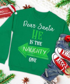 womens matching christmas outfit for couples heE28099s the naughty one ugly christmas sweatshirt 1 khuRC