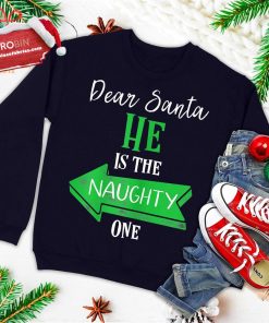womens matching christmas outfit for couples heE28099s the naughty one ugly christmas sweatshirt 3 7X4A7