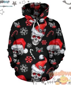 Xmas Skull Halloween Black 3D All-Over Print Unisex Hoodie