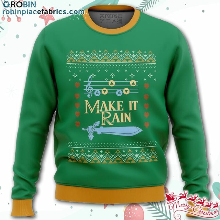 Zelda Make it Rain Ugly Christmas Sweater – AOP Sweater