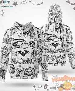 Zombie Hand Pumpkin Ghost Halloween White 3D All-Over Print Unisex Hoodie