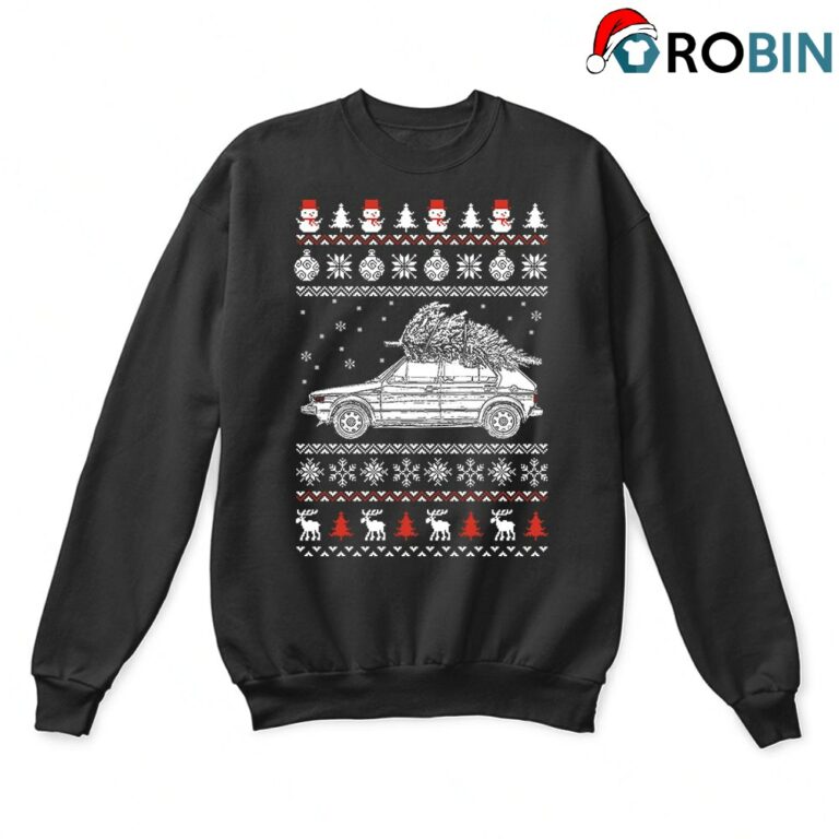 1975 Volkswagen Golf Gt Brings Christmas Home Ugly Sweatshirt
