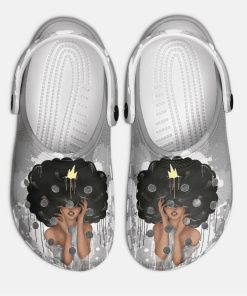 Afro Queen Black Girl African American Crocs Classic Clogs Shoes