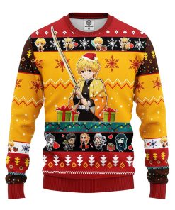 agatsuma zenitsu demon slayer ugly christmas sweater yellow 1 Og80L