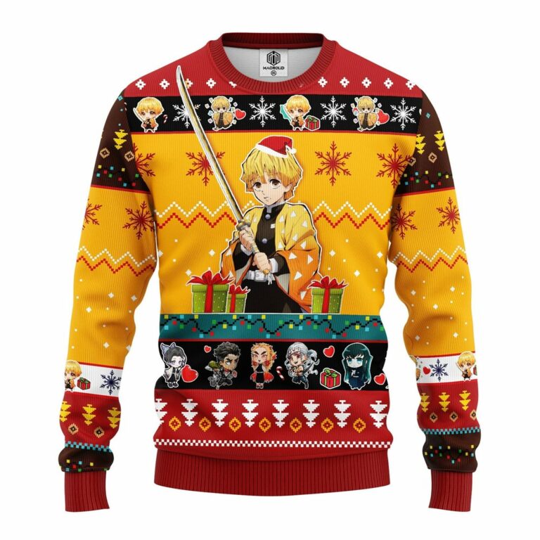 Agatsuma Zenitsu Demon Slayer Ugly Christmas Sweatshirt Yellow