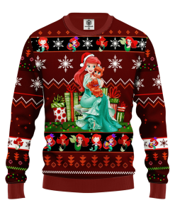 airel mermaid ugly christmas sweatshirt red brown 1 SMgHA