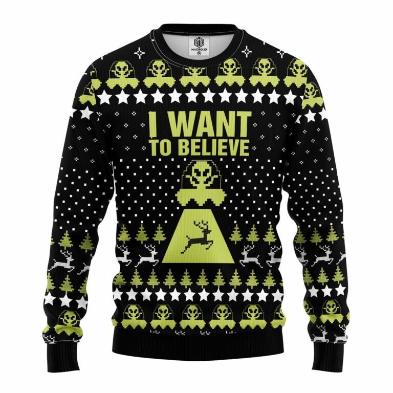 Alien Believe Ugly Christmas Sweatshirt