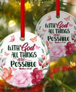 All Things Are Possible With God Flower Circle Ornament