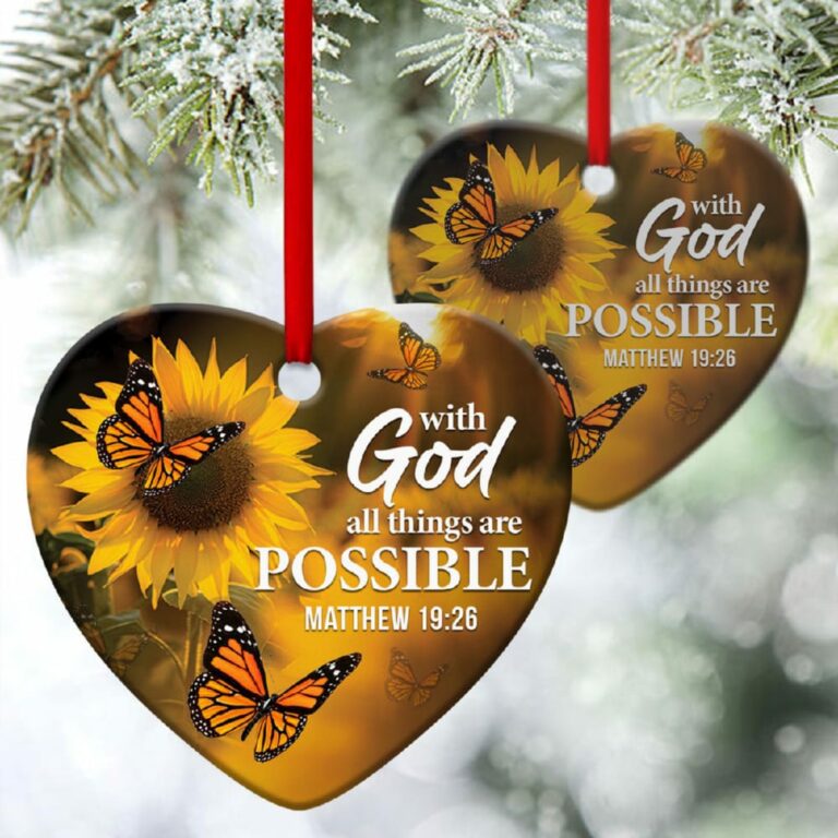 All Things Are Possible With God Sunflower Heart Ornament