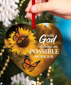 All Things Are Possible With God Sunflower Heart Ornament