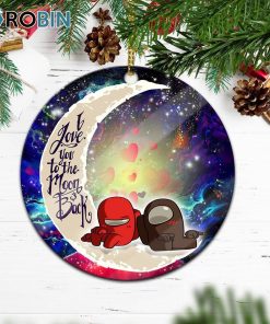 Among Us Couple Love You To The Moon Galaxy Circle Ornament – Christmas Decorations