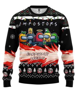 among us imposter meeting ugly christmas sweater 1 hSJm9