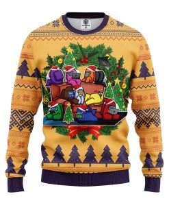 among us yellow ugly christmas sweatshirt 1 eO85v