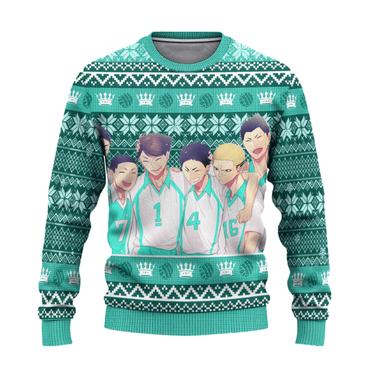 Aoba Johsai High Ugly Christmas Sweater Haikyuu Anime Xmas Gift