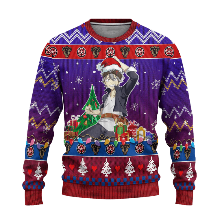 Asta Anime Ugly Christmas Sweatshirt Black Clover Xmas Gift