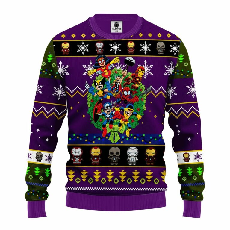 Avengers Ugly Christmas Sweatshirt Purple
