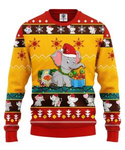 baby elephant ugly christmas sweater yellow red 1 Y3zm8
