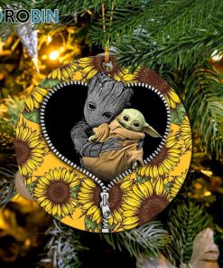 baby groot and baby yoda sunflower zipper ornament christmas decorations 1 uaqsy4
