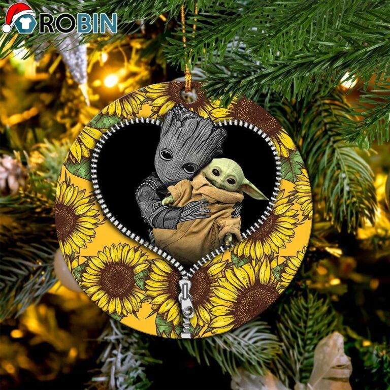 Baby Groot And Baby Yoda Sunflower Zipper Ornament – Christmas Decorations