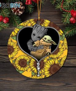 Baby Groot And Baby Yoda Sunflower Zipper Ornament – Christmas Decorations Baby Groot And Baby Yoda Sunflower Zipper Ornament – Christmas Decorations