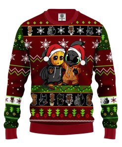 baby groot and toothless unicorn christmas sweater brown green 1 3RPc7