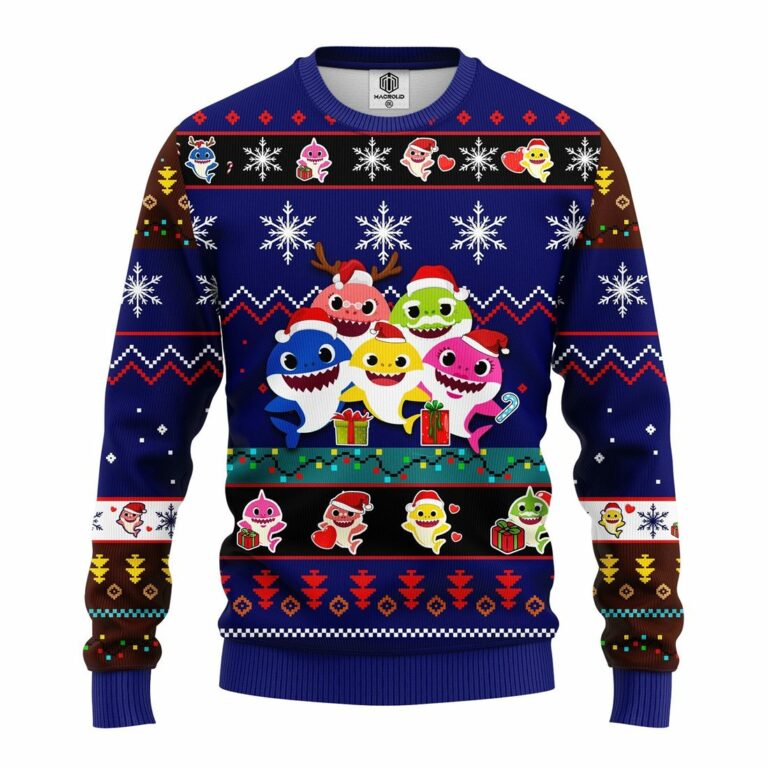Baby Shark Ugly Christmas Sweater Blue
