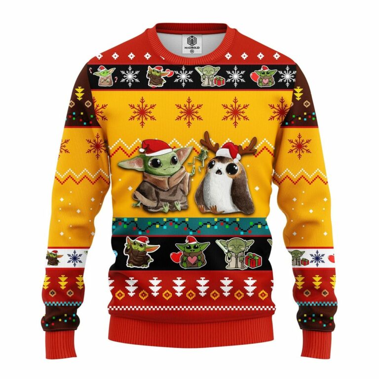 Baby Yoda Cute Ugly Christmas Sweater Yellow