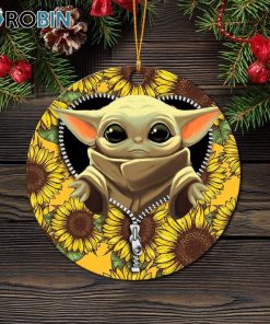 Baby Yoda Sunflower Zipper Circle Ornament – Christmas Decorations Baby Yoda Sunflower Zipper Circle Ornament – Christmas Decorations