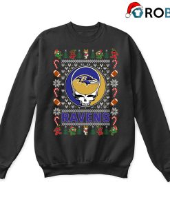 Baltimore Ravens X Grateful Dead Christmas Ugly Sweatshirt
