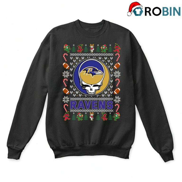 Baltimore Ravens X Grateful Dead Christmas Ugly Sweatshirt